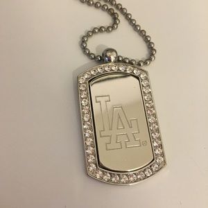 LA Dodgers dog tag necklace Swarovski Crystals